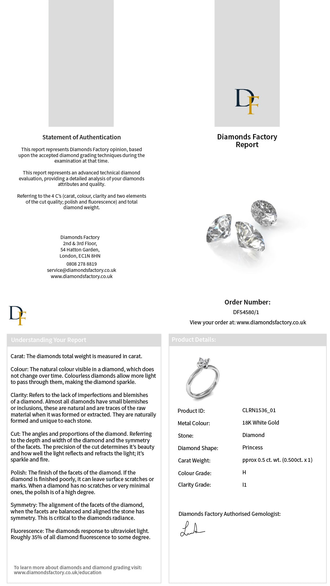 Diamonds Factory Sertifikat